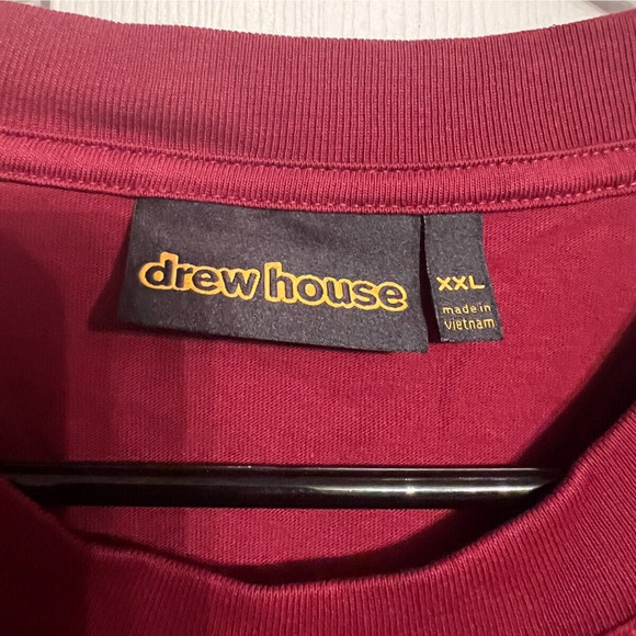 NWT Drew House x Justin Bieber Mens SS Tshirt Sz XXL Burgundy Barrymore RARE - Picture 5 of 10
